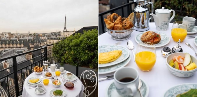 Parisian hotel room, soft morning light